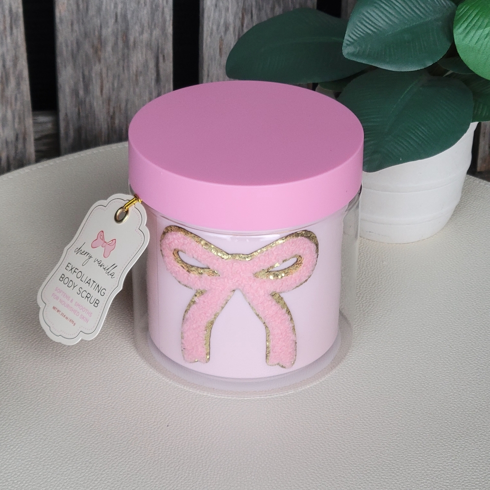 Cherry Vanilla Pink Exfoliating Body Scrub with Bow Design - Picture 3 of 8